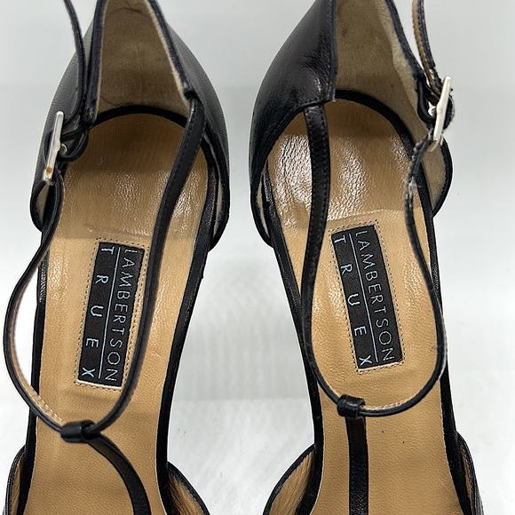 Lambertson Truex Black Leather Pointed Toe Stiletto Heels Shoes *Sz 38.5/US 8.5* - Picture 3 of 8
